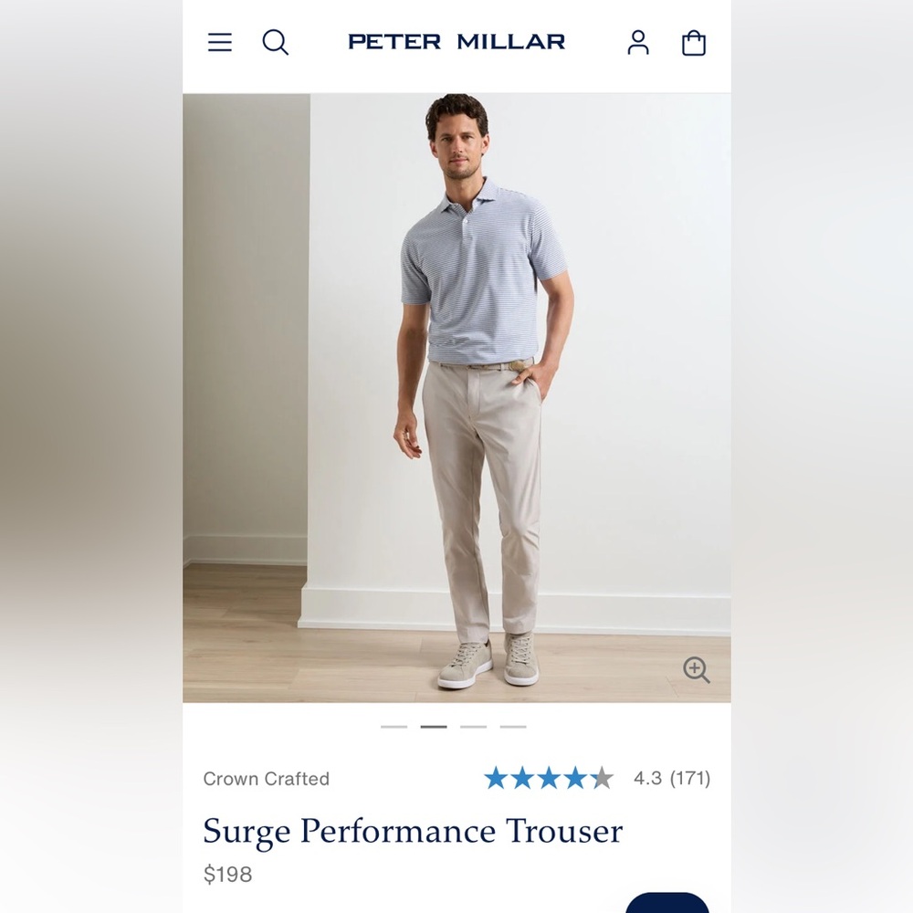 NWT Peter Millar “Crown Sport” Khaki Golf Pants